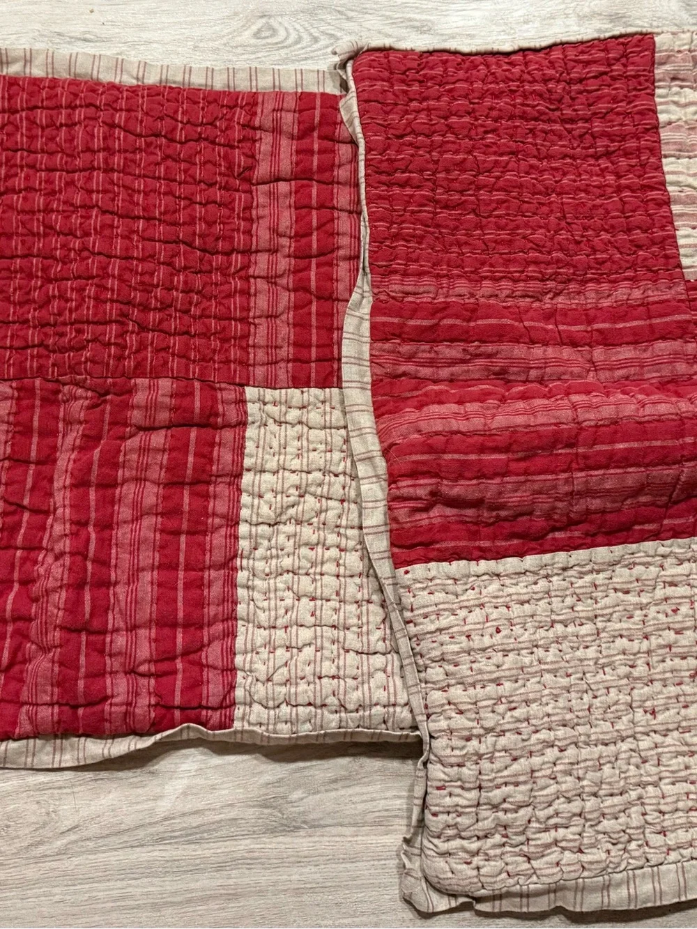 2 DanielCremieux Addison Barn Red Quilted Pick Stitched Standard Size Shams
